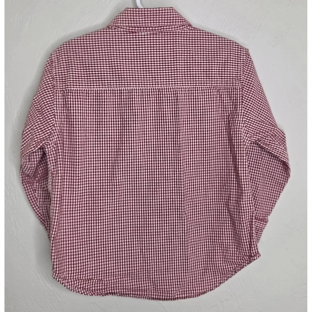 Vintage Boys Size 4 Gymboree Year 2000 Red White Checkered Button Shirt Cotton